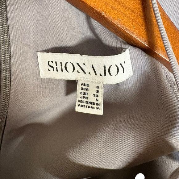 Shona Joy Core Cocktail Cross Draped Asymmetric Hem Midi Dress - Slate Grey - 2 - Picture 7 of 11